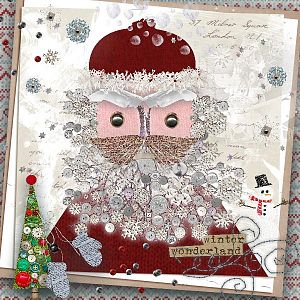 A button and knitting Santa