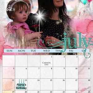 July Calendar page