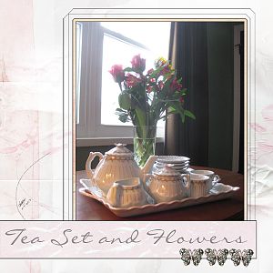 Annas Color Challenge 2/27 -3/12  Tea Set and flowers