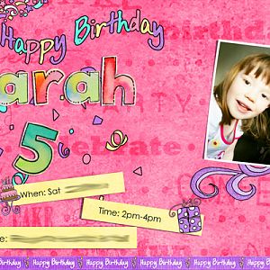 Sarah's birthday invite