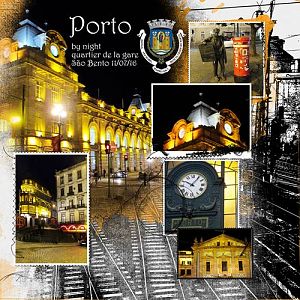 District of the station at night Porto Portugal