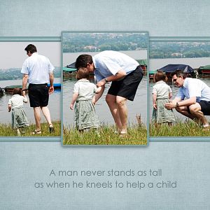 A man never stands as tall....