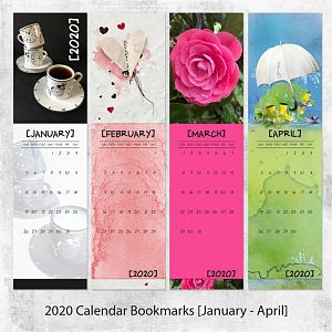 2020 January - April Calendar Bookmarks