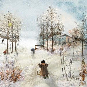 Girl With A Sled---Inspiration Carl Larsson