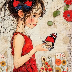 Girl with Butterfly - ATC