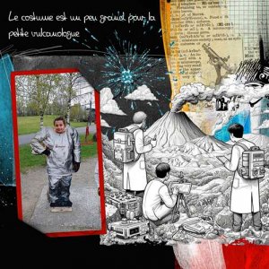 le costume est un peu trop grand pour la petite vulcanologue
