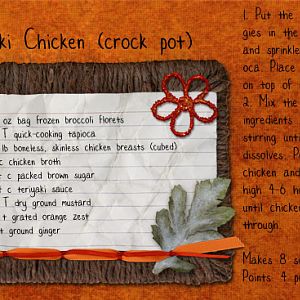 Teriyaki Chicken Recipe Card