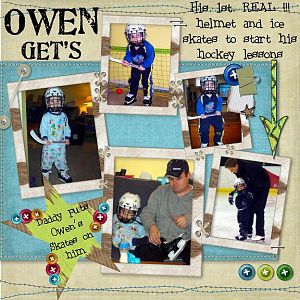 Daddy puts Owen's Skates on him