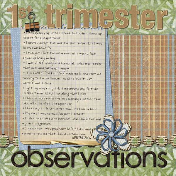 1st Trimester Observations