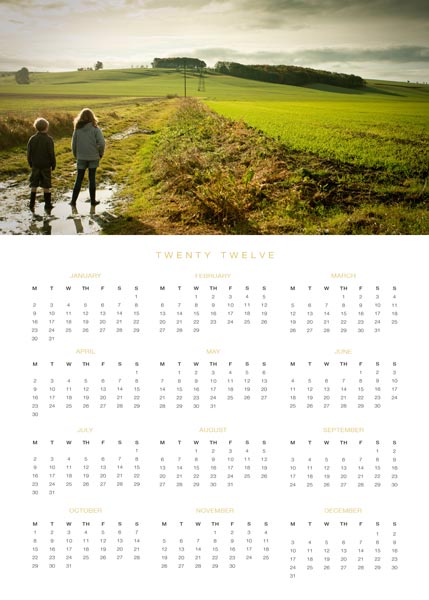 2012 Calendar 7x5