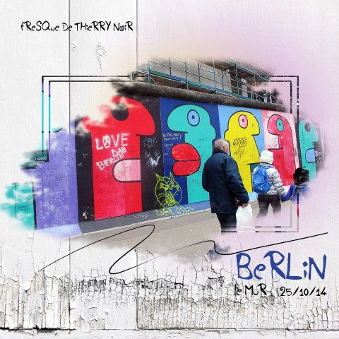 A part of the wall of Berlin paints by Thierry Noir