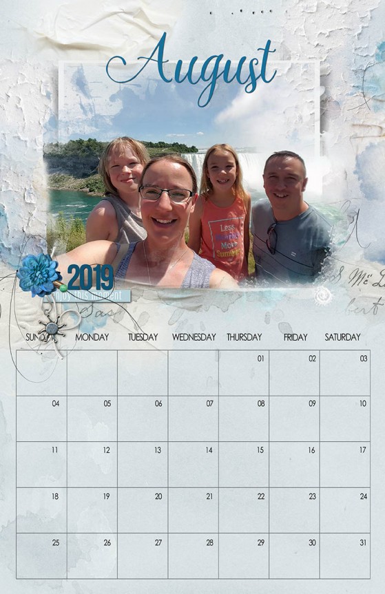 August Calendar page