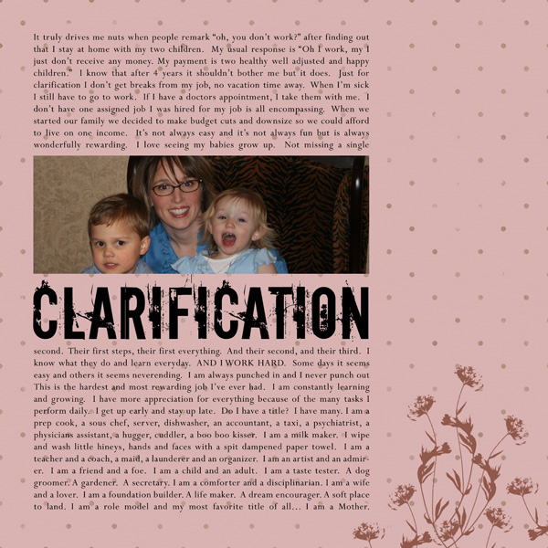 Clarification I'm a SAHM