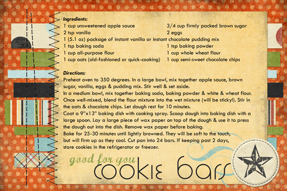 Cookie Bar Recipe Card