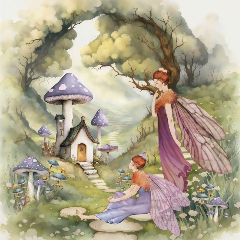 Fairies at the Mushroom House