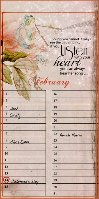 February 2019 Birthday Calendar Challenge