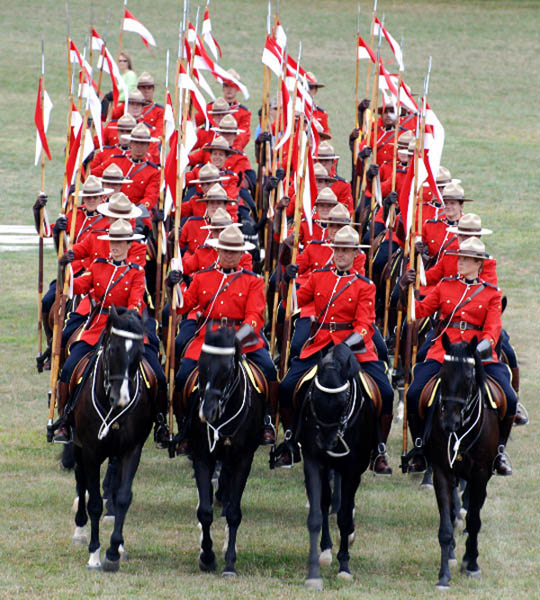 Four rows of mounties
