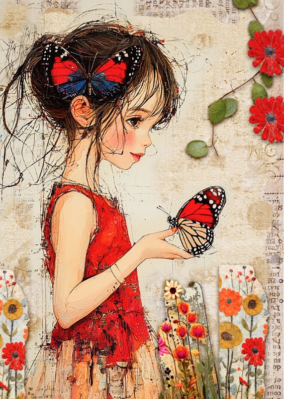 Girl with Butterfly - ATC