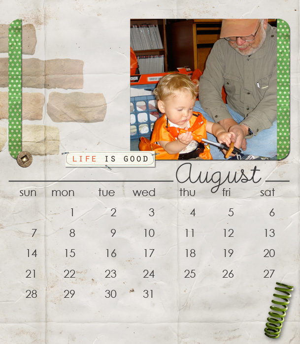Grandpa and Me Calendar August
