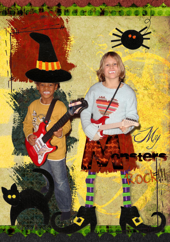 halloween card - rocking monsters