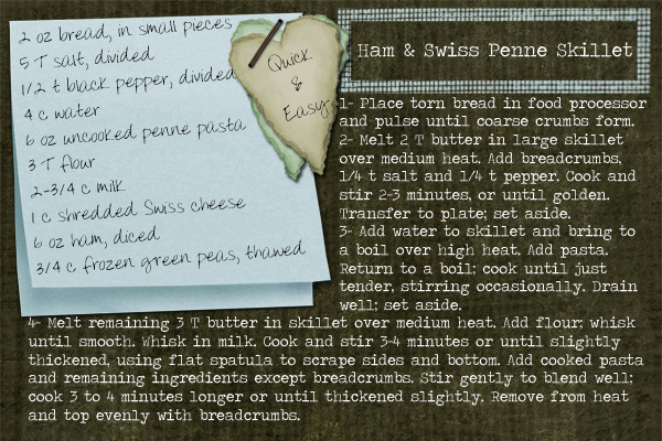 Ham & Swiss Penne recipe card