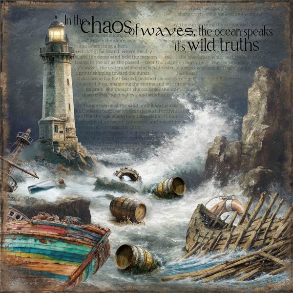 "In the chaos of waves, the ocean speaks it's wild truths"