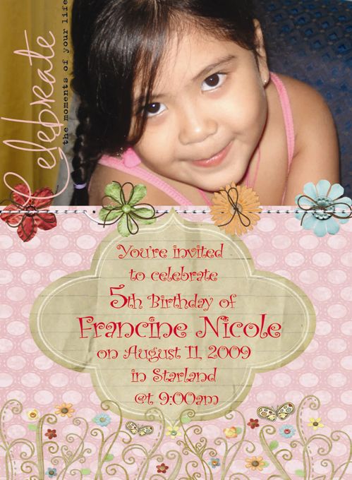 Invitation Card - 5th birthday of Nicole
