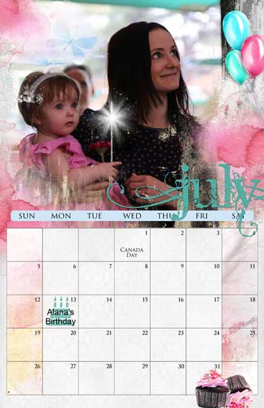 July Calendar page