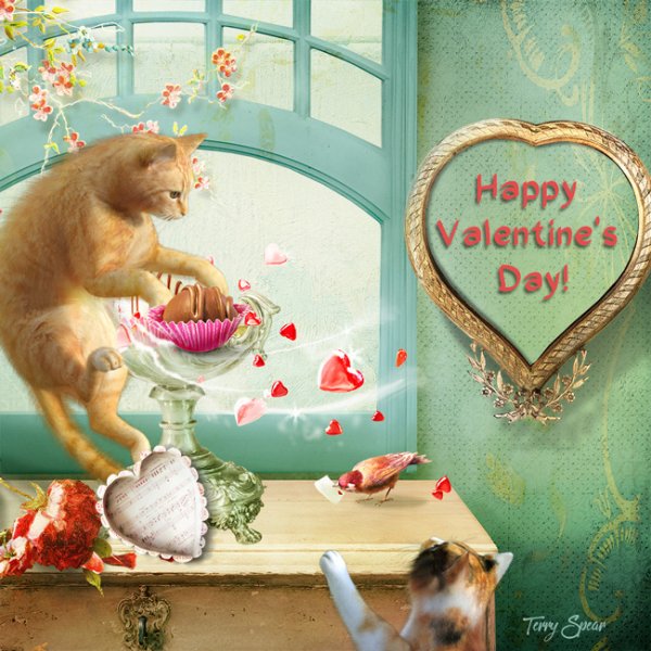 Kitty Cats Creating Mischief on Valentine's Day
