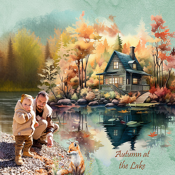 Lakeside Watercolor by Mixed Media by Erin  BE