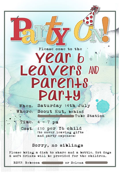 Leavers Party Invite