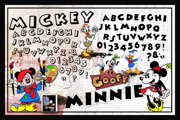 Mickey and Minnie font card