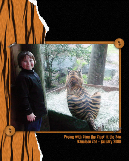 Posing with Tony the Tiger at the Zoo