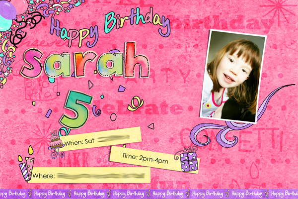 Sarah's birthday invite