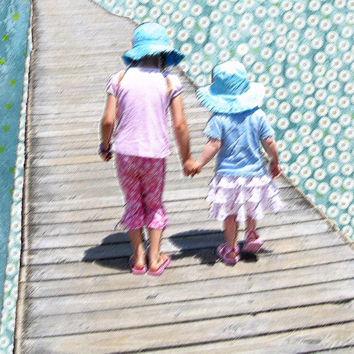 Sisters hand in hand
