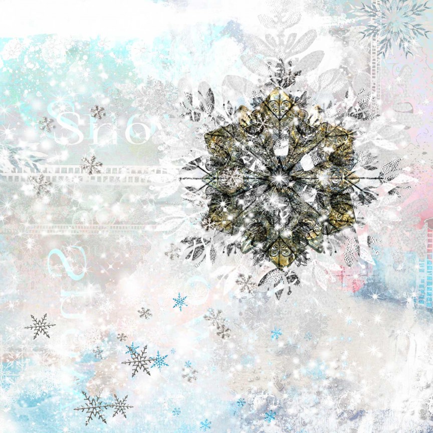 Snowflake Elegance Gold Pink and Aqua