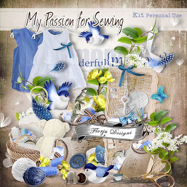 My Passion For Sewing Digital Scrapbook Kit by Florju Designs
