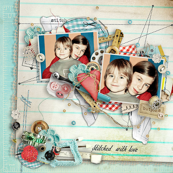 Digital scrapbook layout using My Sewing Nook by et designs