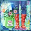 Showers and Flowers: Rainy Day Characters by Mixed Media by Erin example art by Nonni