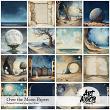 Over the Moon Digital Art Papers by Art Addicts