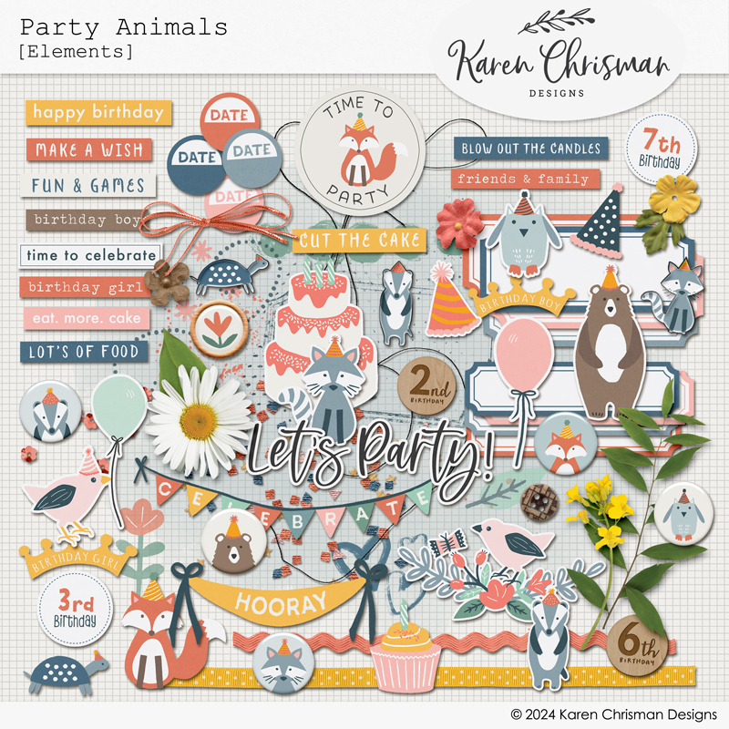 Party Animals Scrapbook Elements by Karen Chrisman