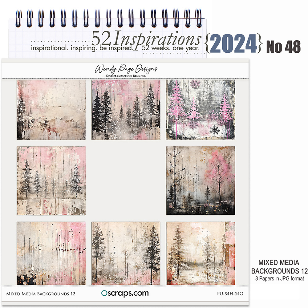 52 Inspirations 2024 no 48 Mixed Media Backgrounds 12 by Wendy Page Designs