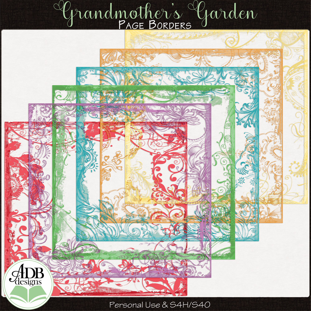 Grandmother's Garden Page Borders by ADB Designs