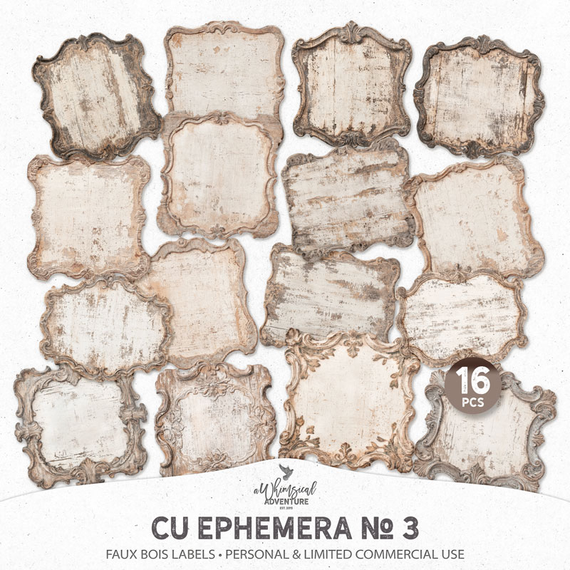 CU Ephemera No 3 Faux Bois Labels