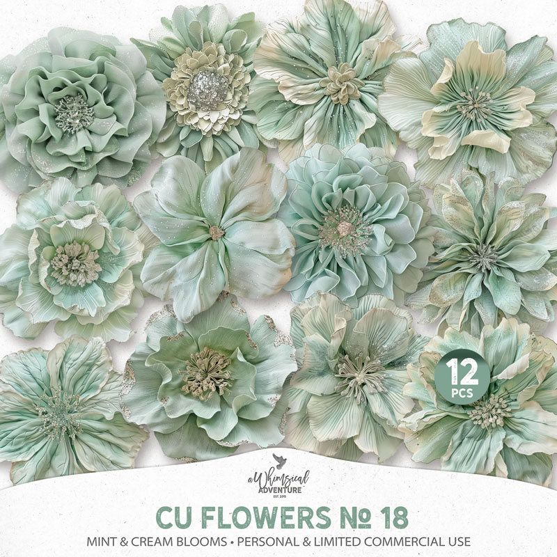 CU Flowers No 18 Mint And Cream Blooms