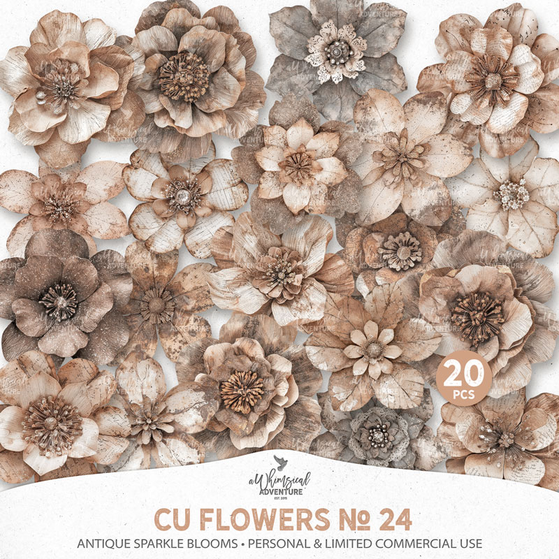 CU Flowers No 24 Antique Sparkle Blooms 