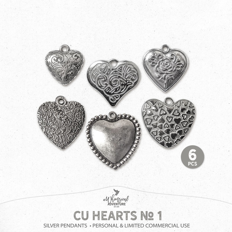 CU Hearts No 1 Silver Pendants