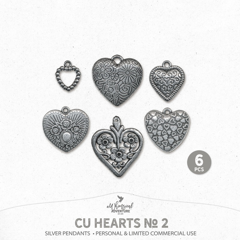 CU Hearts No 2 Silver Pendants