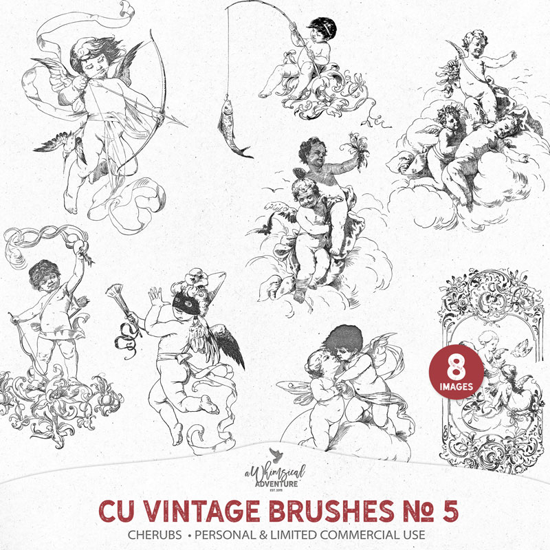 CU Vintage Brushes No 5 Cherubs