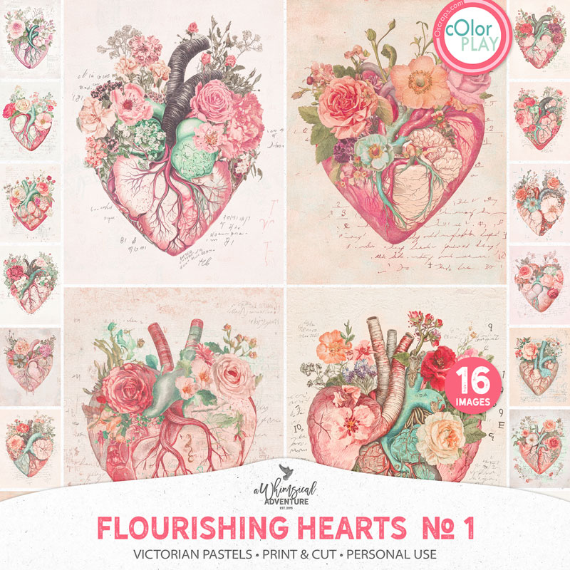 Flourishing Hearts No 1 Victorian Pastels